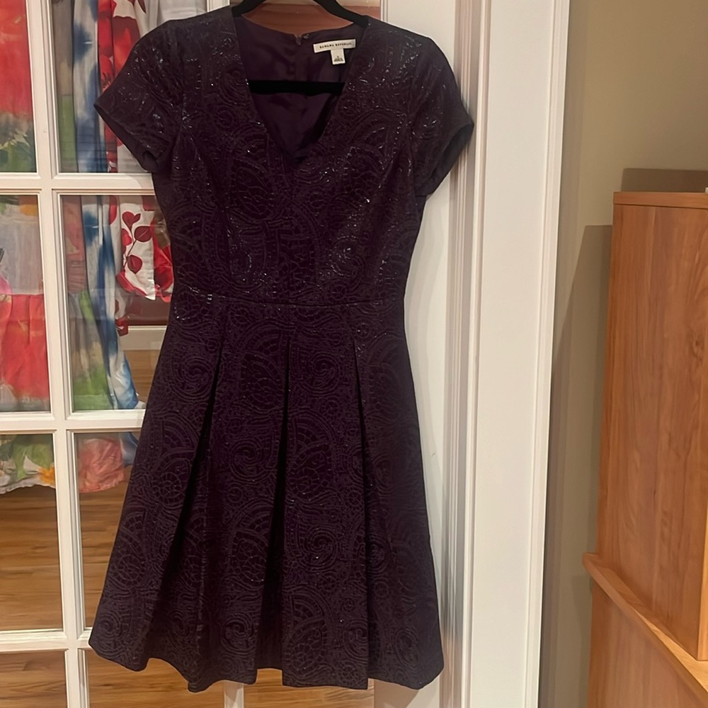 Banana Republic Purple Pleated Jacquard Dress